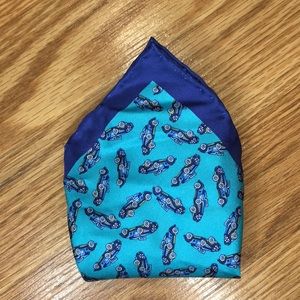 Countess‎ Mara Turquoise & Blue Antique Car Silk Pocket Square